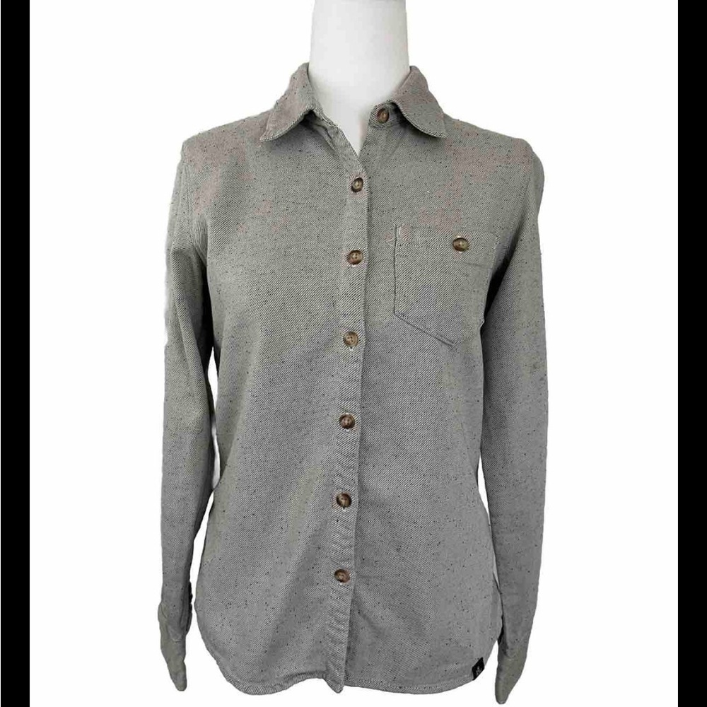 The North Face Oatmeal Textured 98% Cotton Button Front Long Sleeve Shirt XS